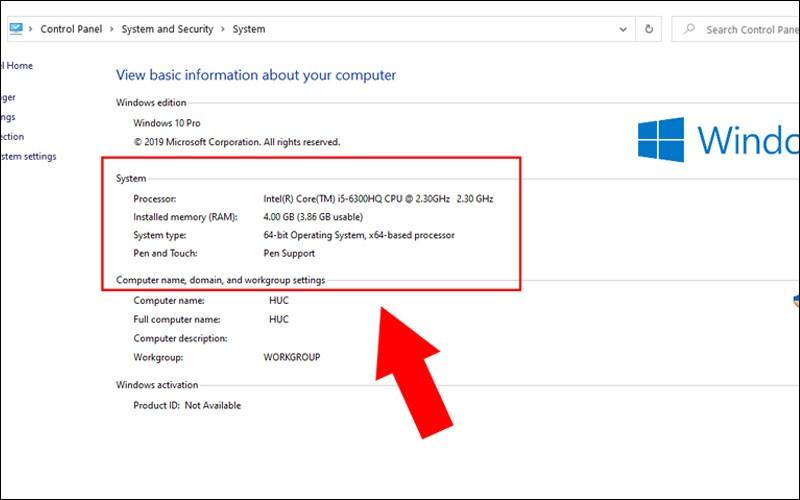Bạn sẽ xem được t&ecirc;n CPU, dung lượng RAM