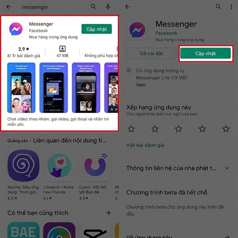 Bật thông báo Messenger