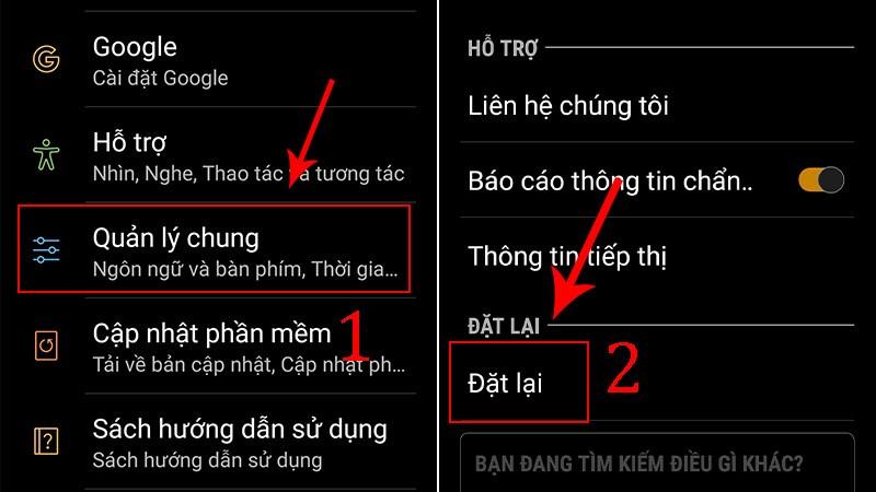 Chọn mục Quản l&yacute; chung tr&ecirc;n Samsung