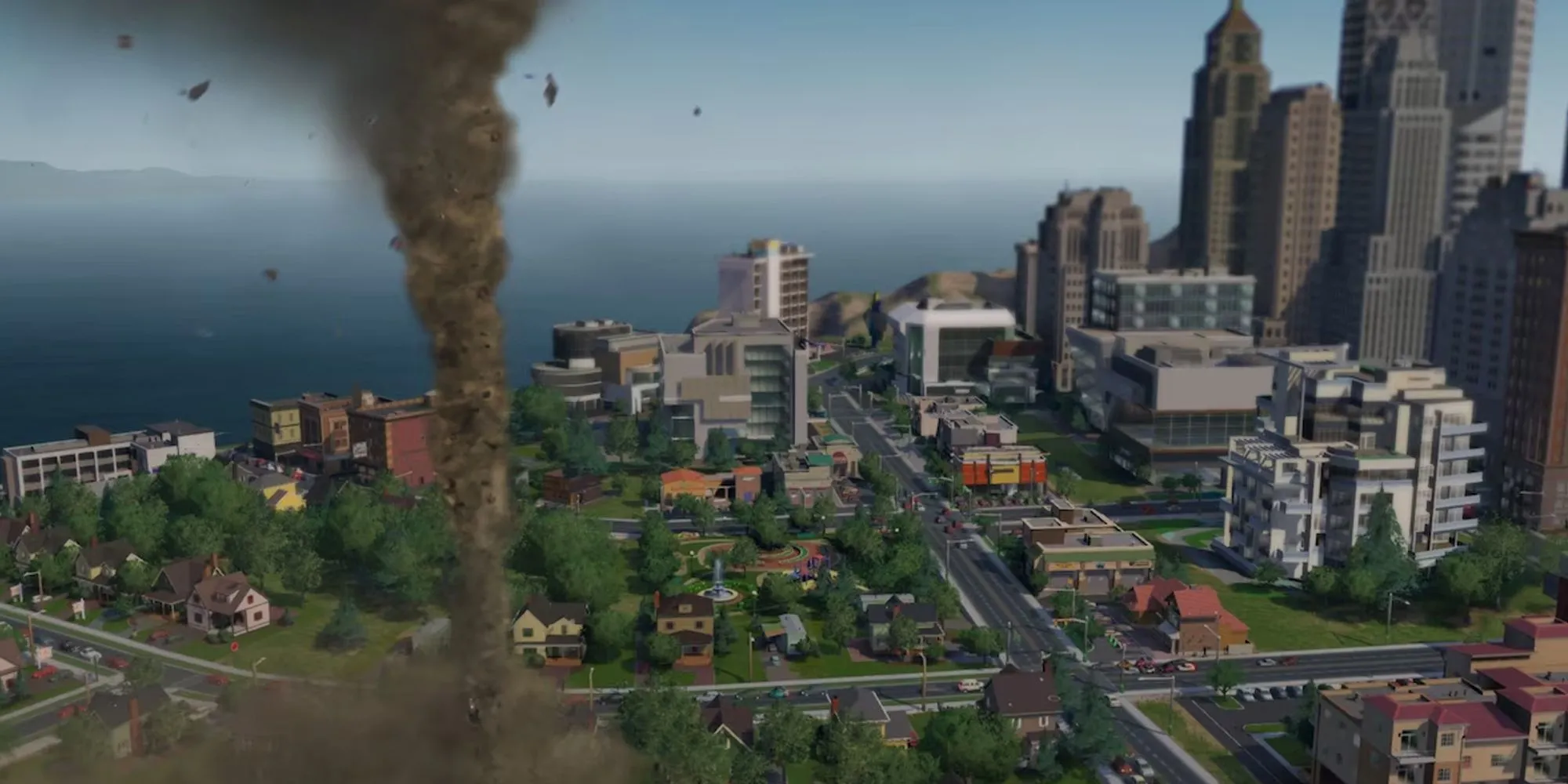 Ảnh chụp màn hình game SimCity 2013 hiển thị một thành phố về đêm