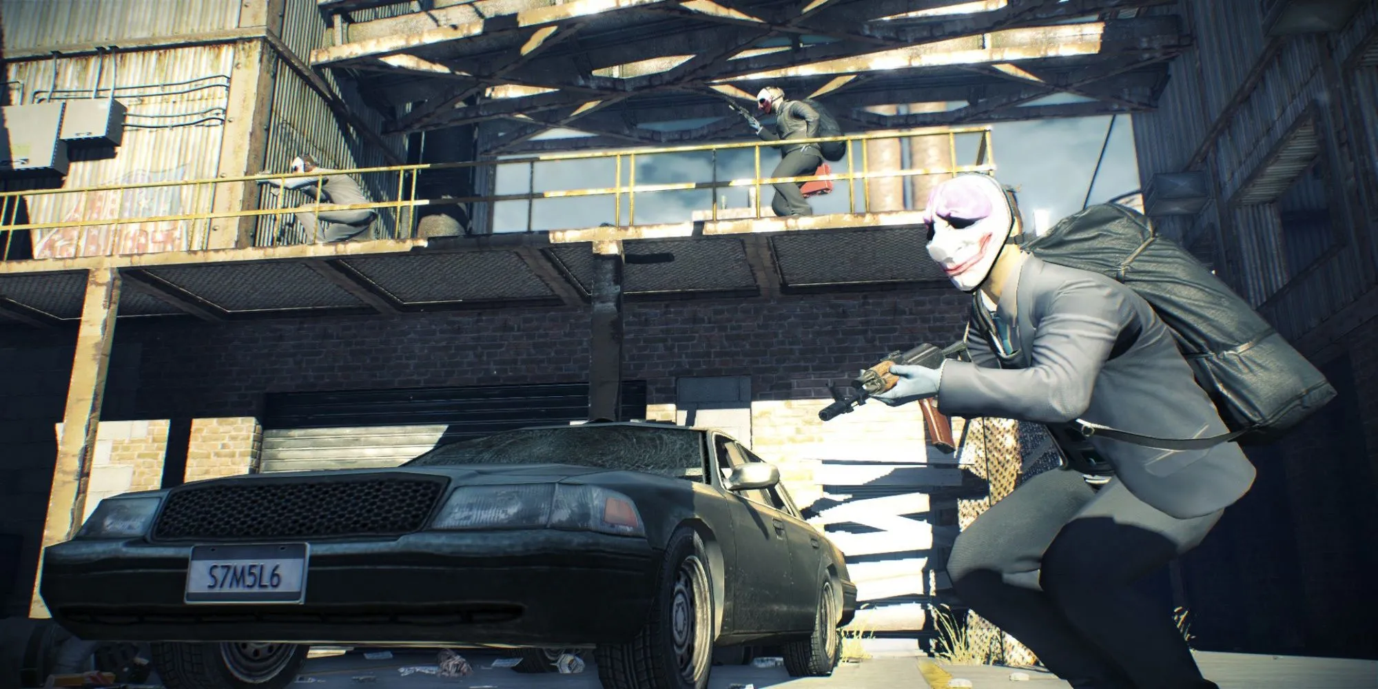 Ảnh chụp màn hình gameplay Payday 2 với cảnh cướp ngân hàng