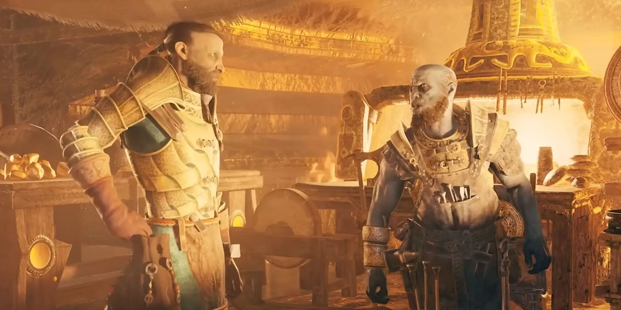 Anh em Brok và Sindri thợ rèn Huldra trong God of War