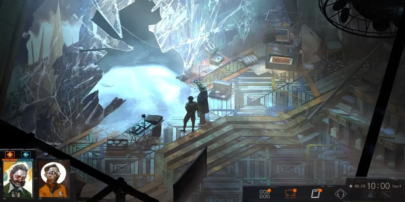 Ảnh gameplay từ game Disco Elysium, một ví dụ về game phản ánh chính trị.