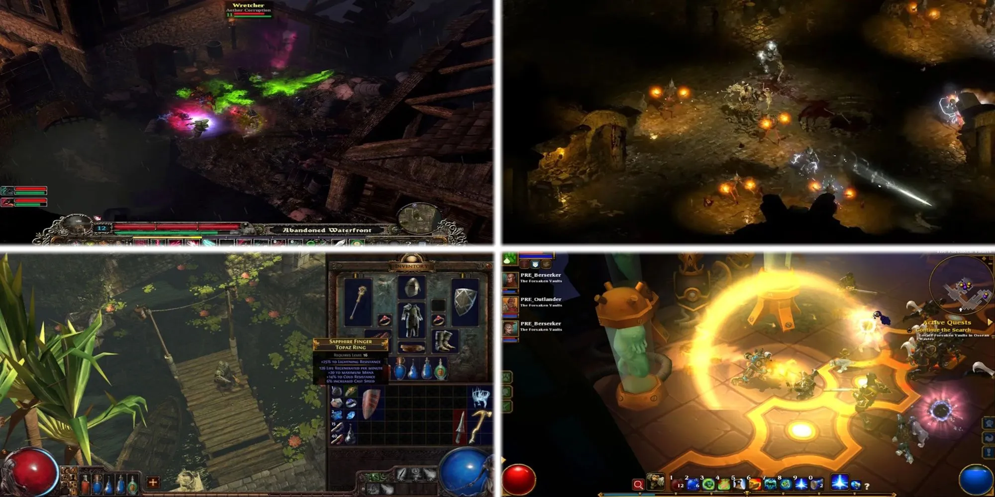 Dragonkin: The Banished - Hướng dẫn chi tiết về các cấp độ khó 1 Ảnh ghép 4 tựa game ARPG nổi tiếng Diablo 2 Resurrected, Path of Exile, Torchlight 2 và Grim Dawn