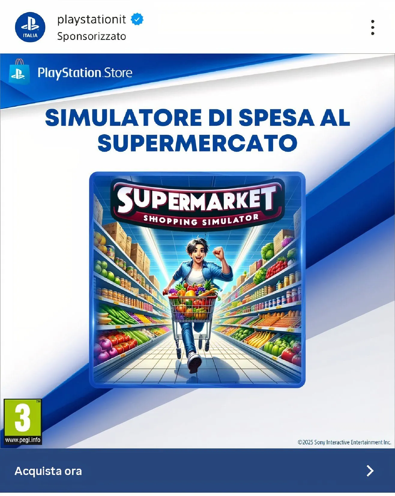 Sony Gây Phẫn Nộ Khi Quảng Bá Game AI Chất Lượng Thấp 1 Ảnh quảng cáo game Supermarket Shopping Simulator trên Instagram PlayStation Italy với nhân vật AI kỳ dị