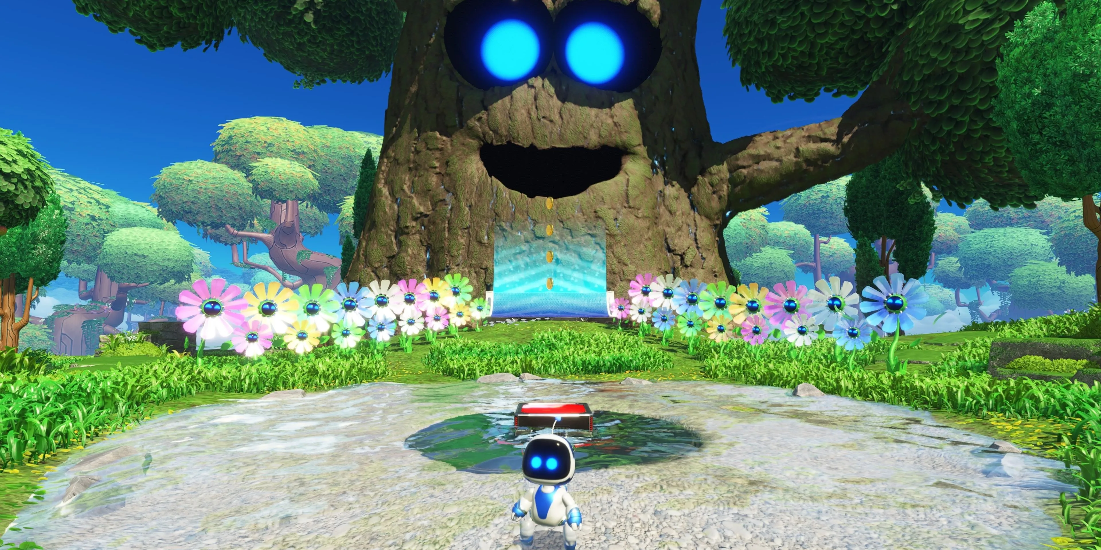 Astro Bot đứng trước Cây Funk trong game