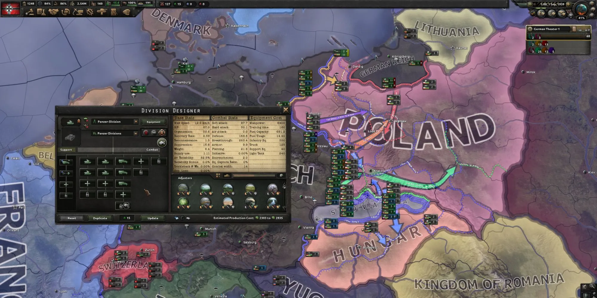 Bản đồ các quốc gia đang tấn công trong Hearts of Iron IV