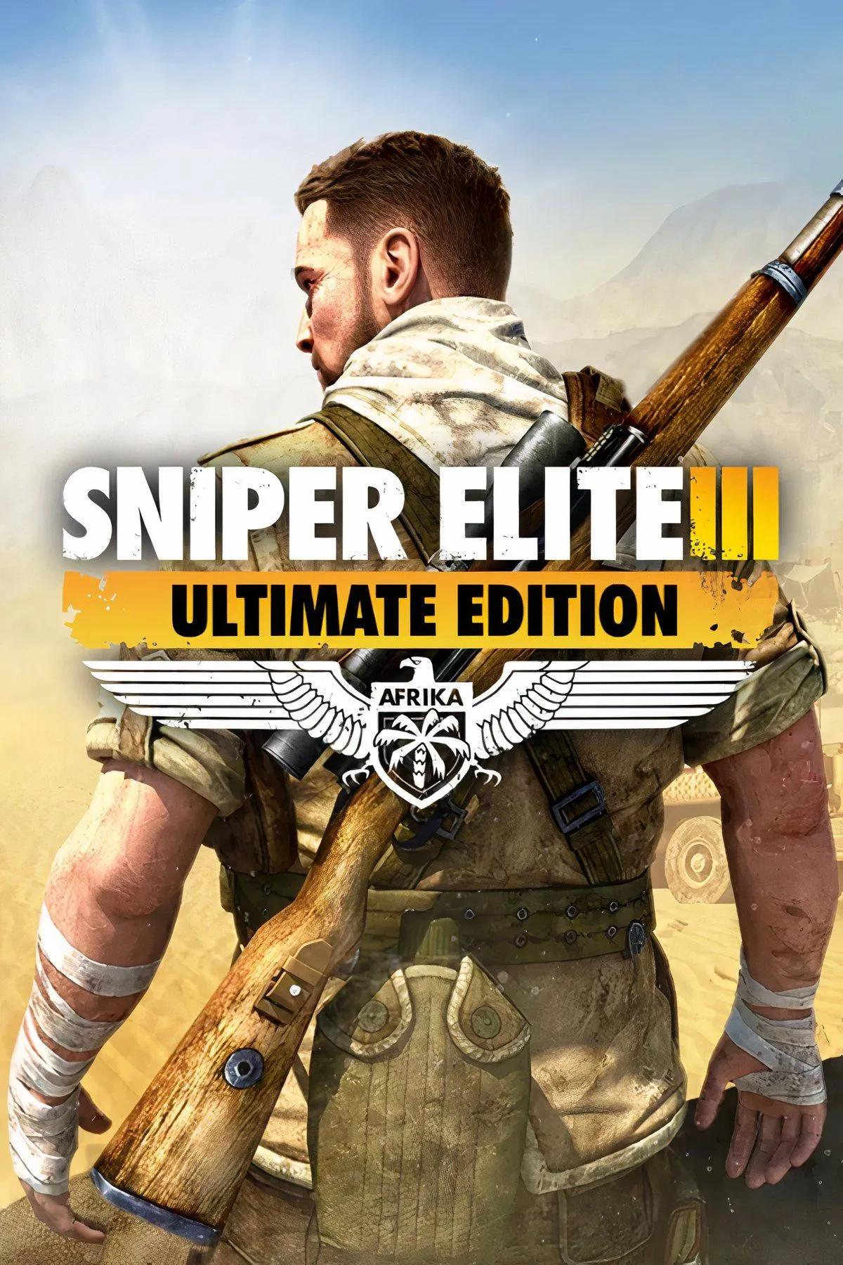 Bìa game Sniper Elite 3, một trong những tựa game hành động lén lút nổi bật của Rebellion