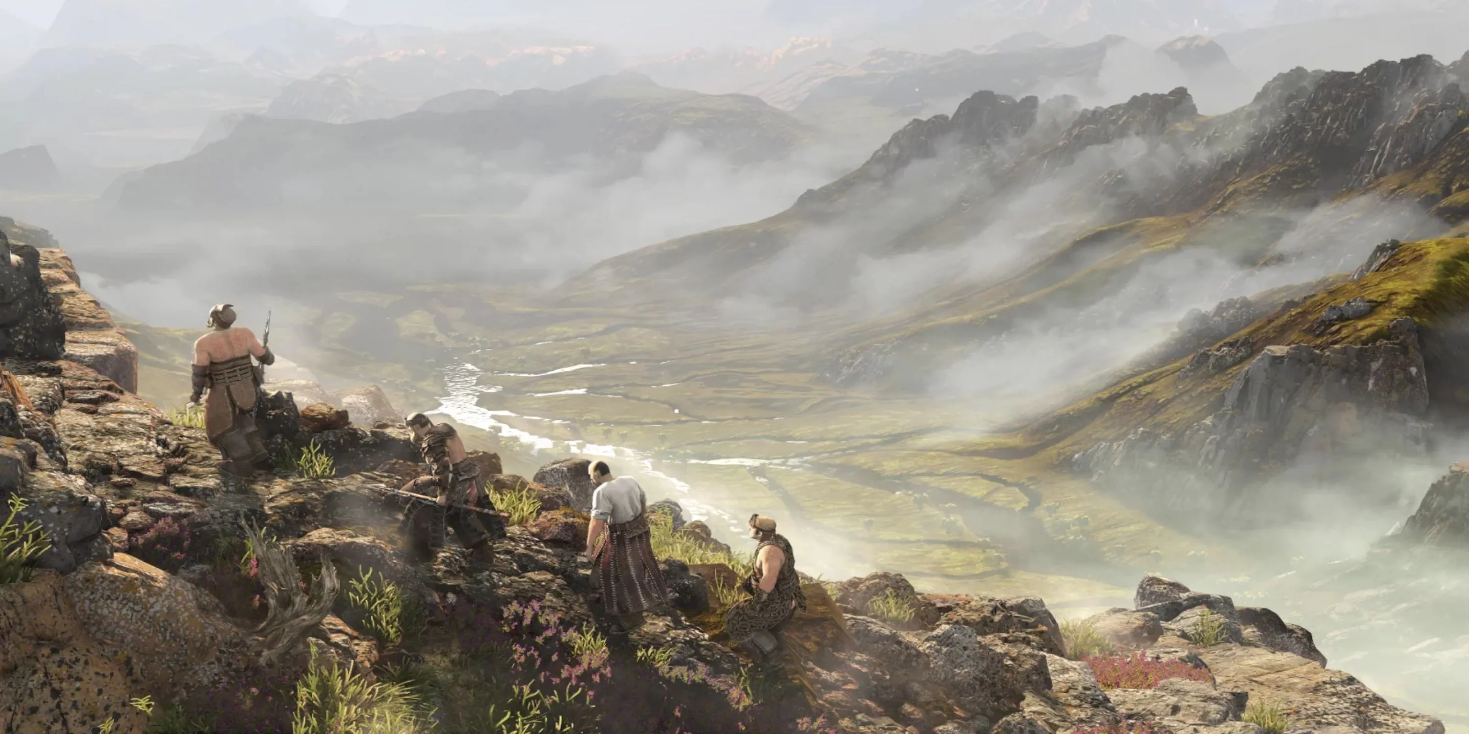 Các nhân vật khám phá thế giới mở rộng lớn trong Horizon Zero Dawn.