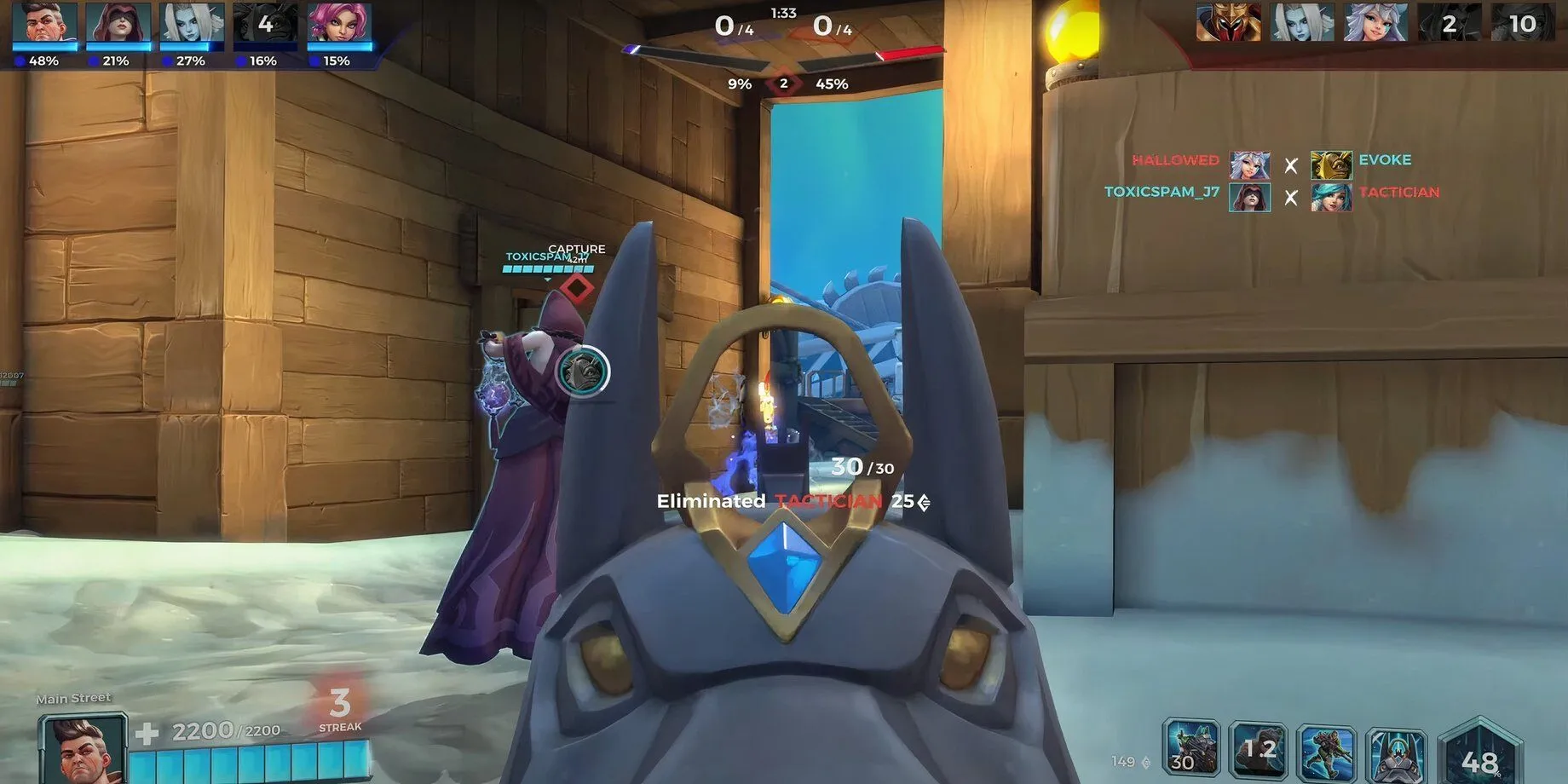 Các tướng Paladins sử dụng kỹ năng đa dạng trong một pha giao tranh tổng nảy lửa