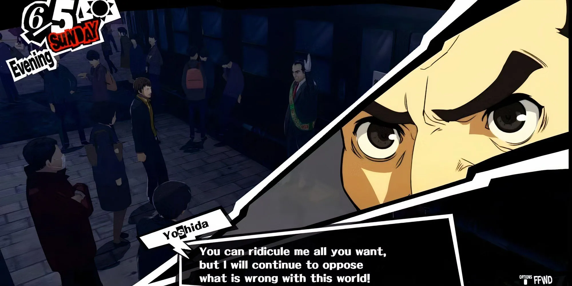 Cận cảnh một đoạn hội thoại với Toranosuke Yoshida trong Persona 5 Royal