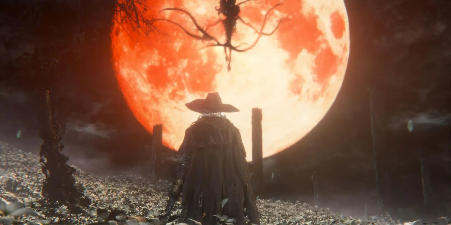 Cảnh chiến đấu hoặc khám phá trong thế giới u ám của game Bloodborne