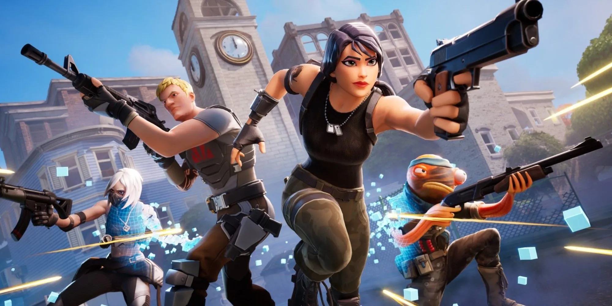 Cảnh chiến đấu trong Fortnite, tựa game từng vướng vào tranh chấp phí thanh toán trên iOS