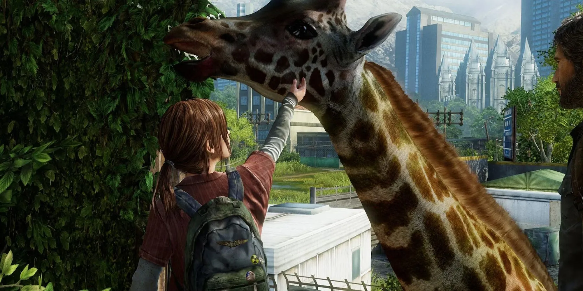 Cảnh Joel và Ellie gặp hươu cao cổ trong The Last of Us