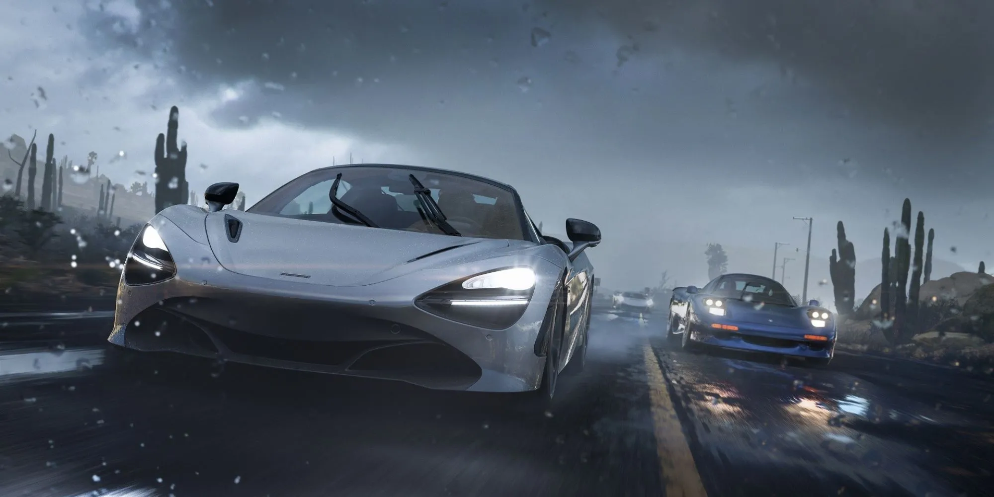 Cảnh quan hùng vĩ với cơn bão cát trong Forza Horizon 5 trên PS5 Pro