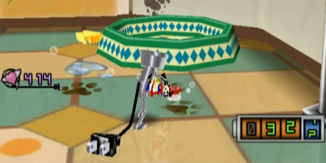 Chibi-Robo làm sạch bằng bàn chải đánh răng trong Chibi-Robo! Plug into Adventure!