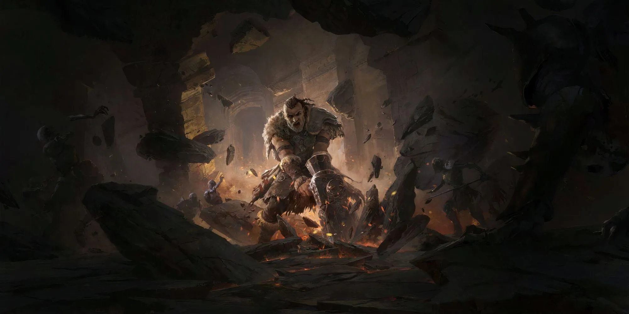 Chiến binh Titan Path of Exile II với búa Leap Slam