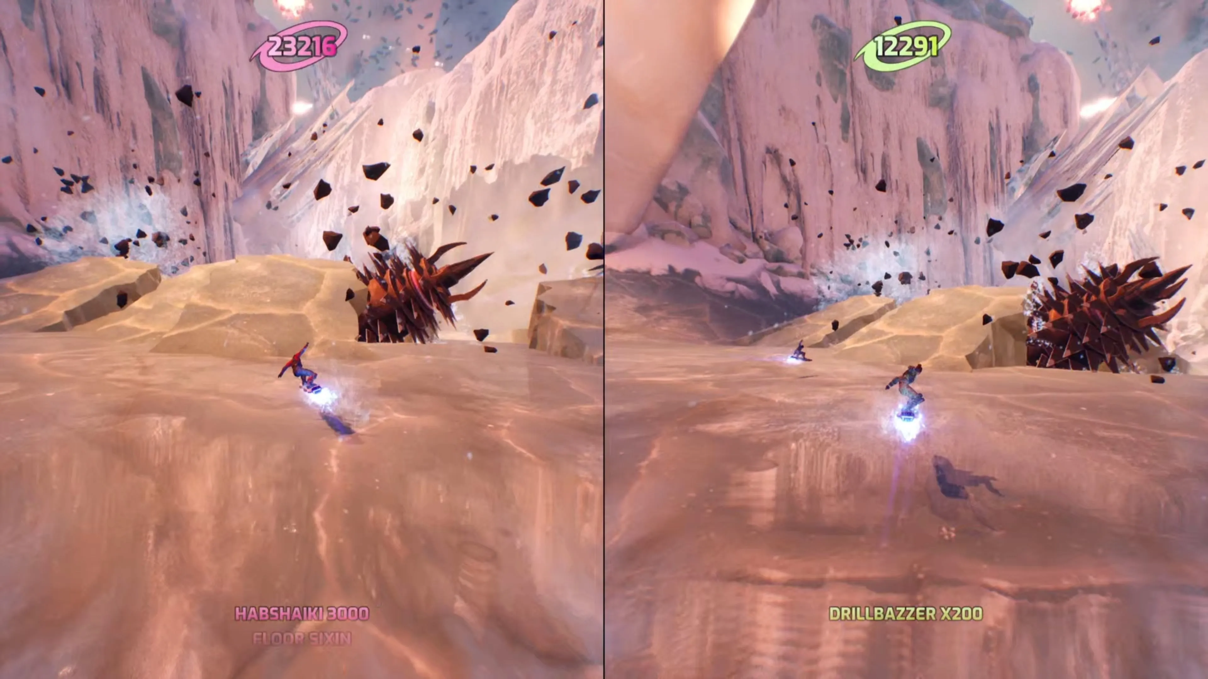 Chướng ngại vật mũi khoan khổng lồ bất ngờ xuất hiện trên đường trượt Slopes of War trong Split Fiction, đòi hỏi người chơi phải nhanh tay né tránh