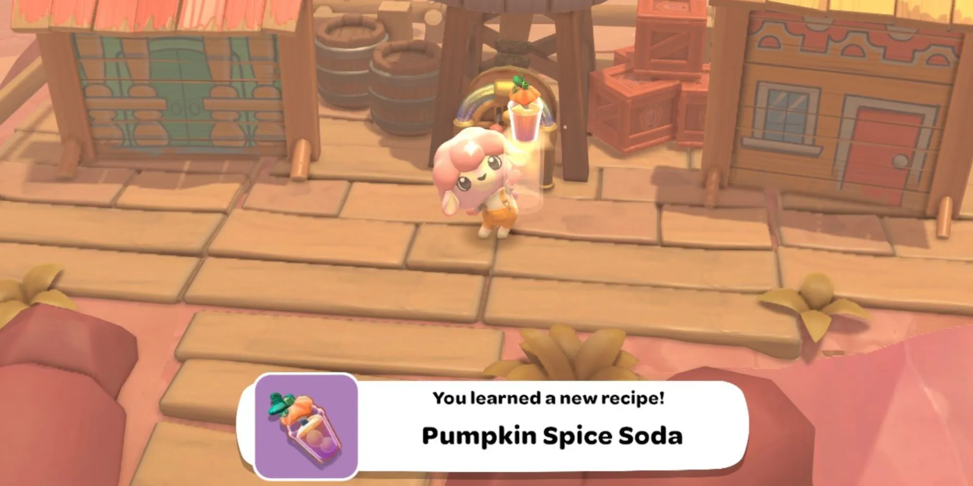 Công thức chế tạo Pumpkin Spice Soda tại Máy Soda trong Hello Kitty Island Adventure