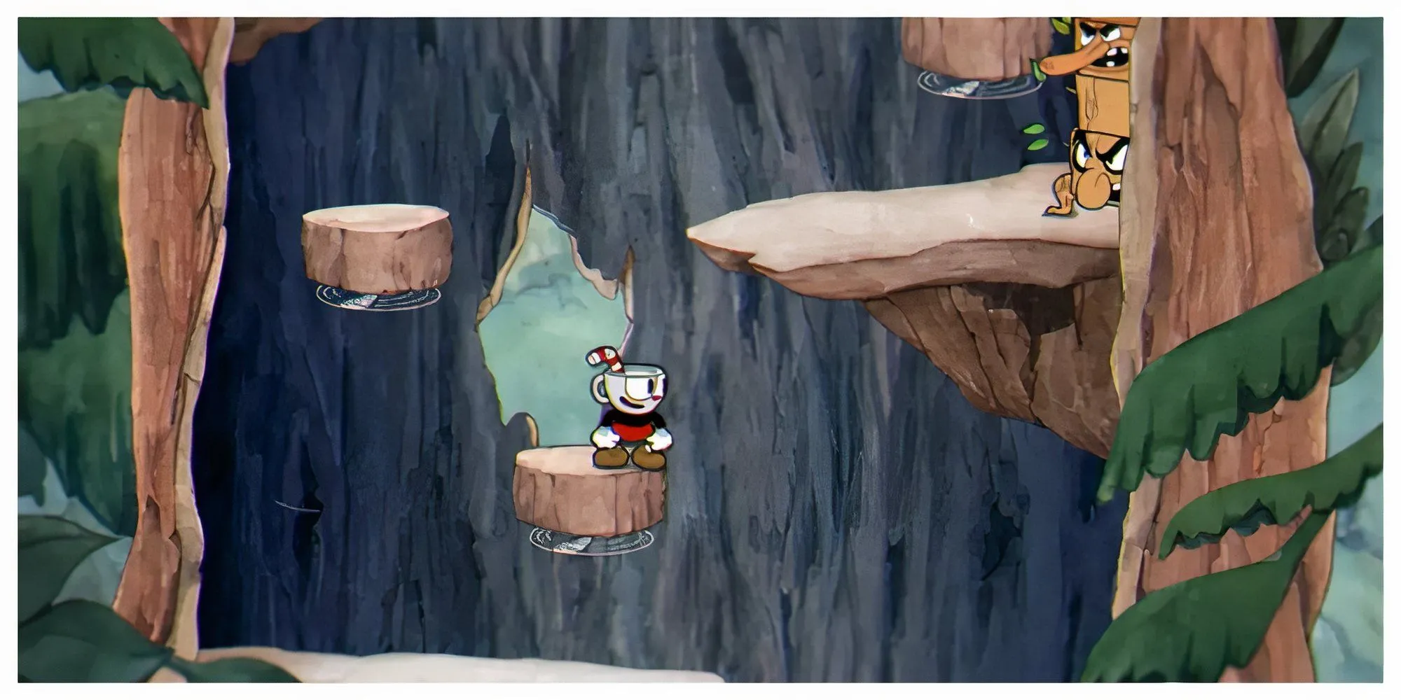 Cuphead né tránh đạn trong một trận đấu trùm đầy thử thách