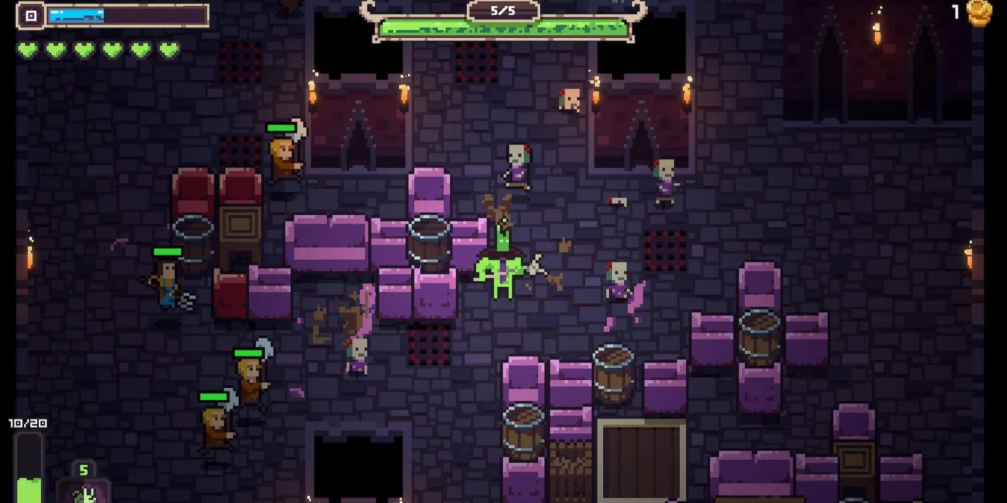 Đám đông quái vật trong NecroBouncer - game dungeon crawler nhẹ nhàng