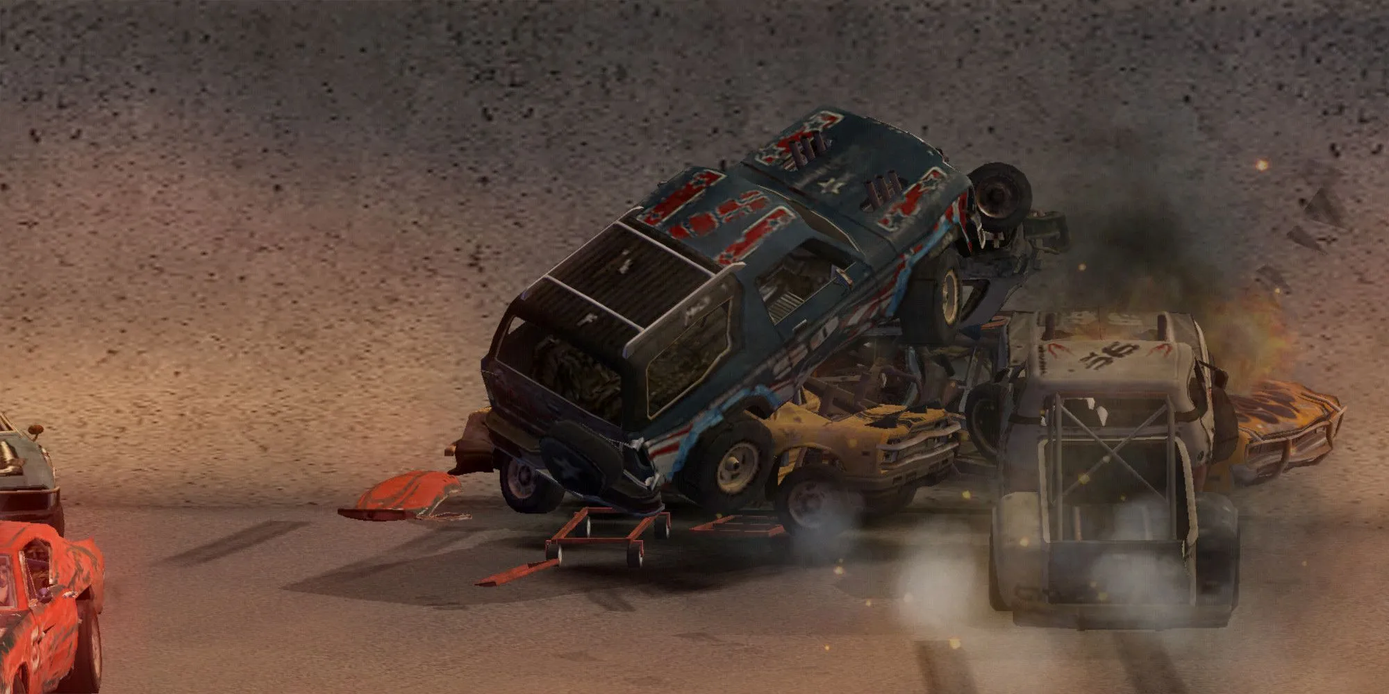 Đấu trường demolition derby sôi động với nhiều xe tranh tài trong FlatOut 2