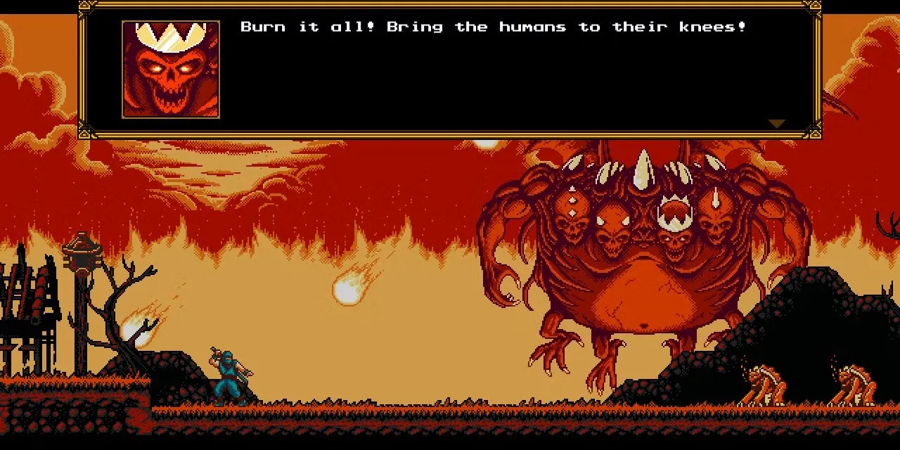 Demon King, một con quỷ khổng lồ với đôi cánh lớn, trong game The Messenger