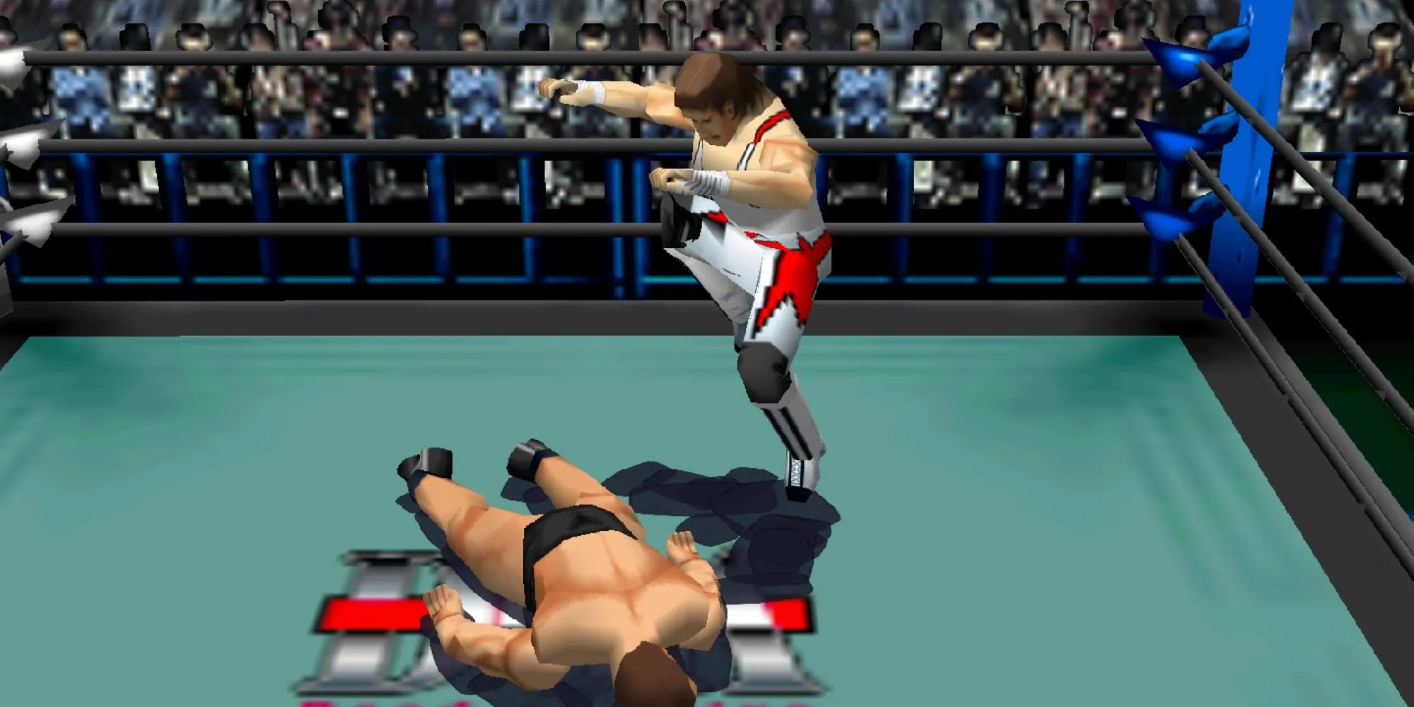 Đô vật Eddie Guerrero thực hiện đòn knee drop trong WCW vs. nWo: World Tour