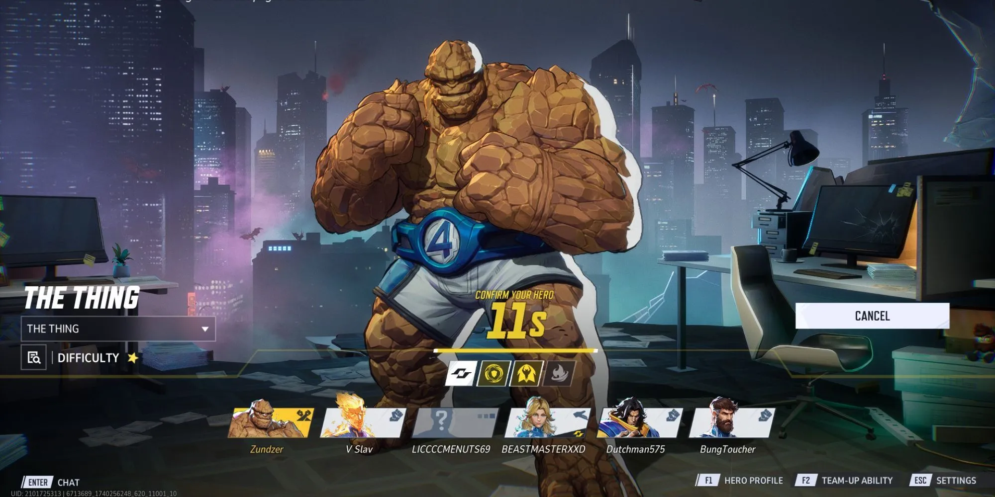 Đội hình The Thing cùng các siêu anh hùng Marvel khác trong Marvel Rivals