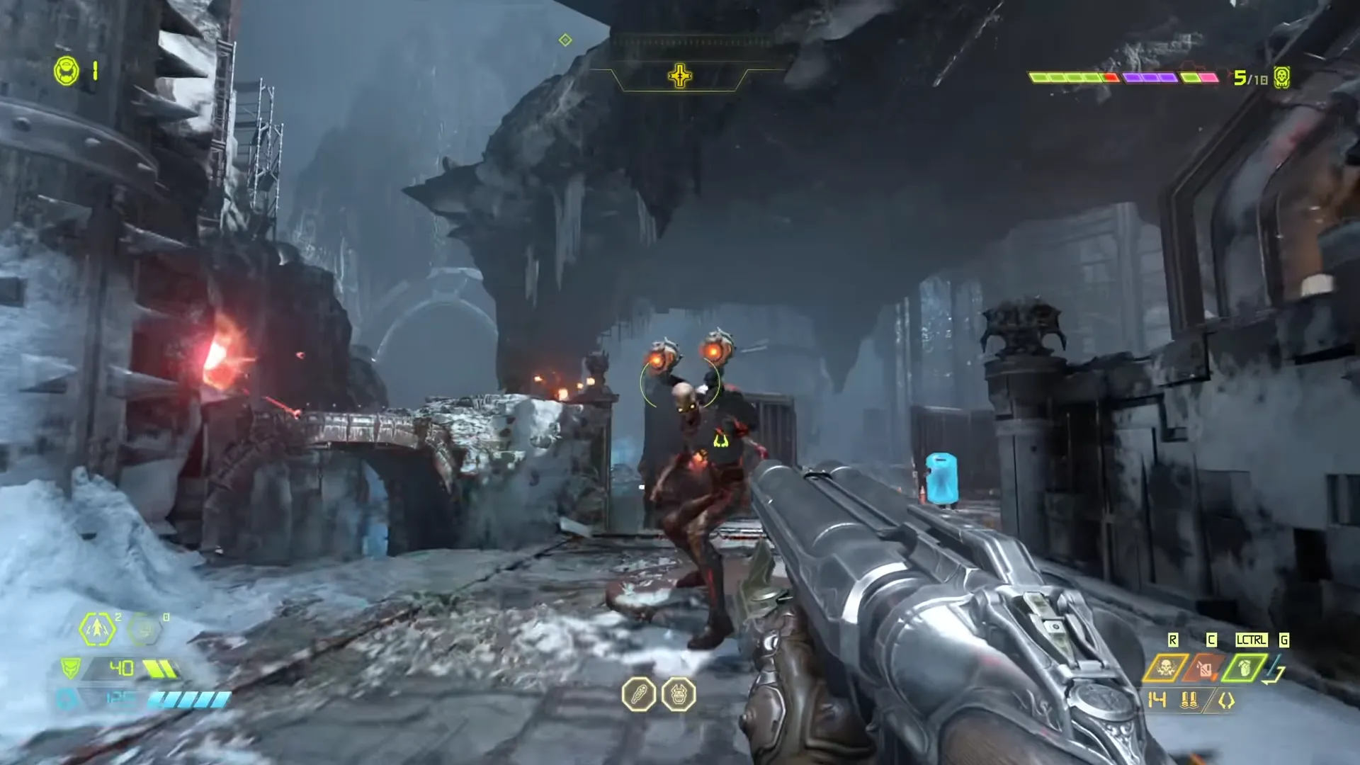 Doom Slayer chiến đấu với quỷ trong DOOM Eternal