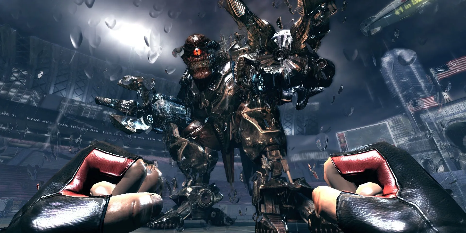 Duke Nukem đối đầu với một sinh vật ngoài hành tinh khổng lồ trong Duke Nukem Forever