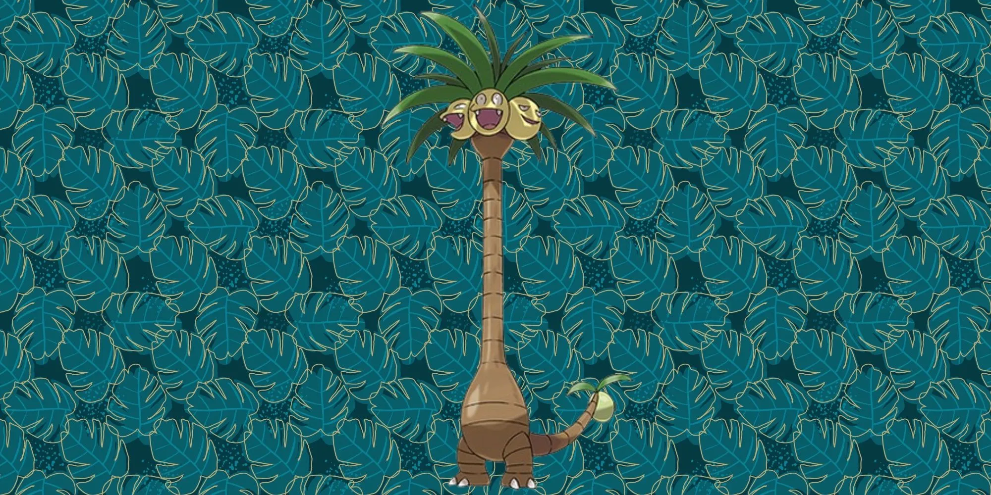 Exeggutor Alola với chiếc cổ dài vươn cao như một tòa nhà chọc trời.