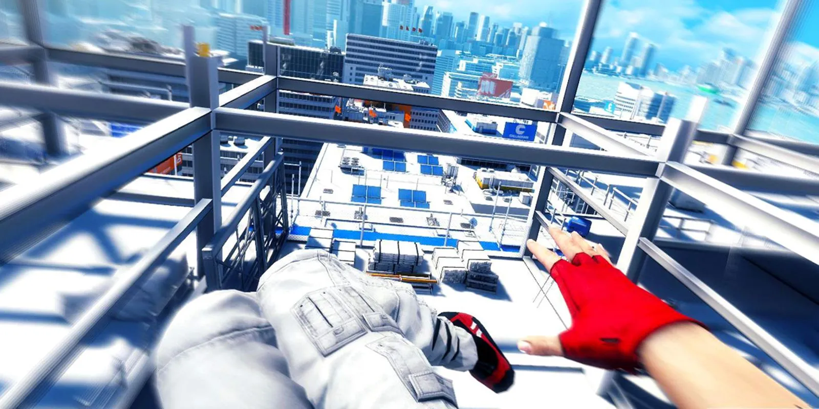 Faith Connors thực hiện cú nhảy parkour ngoạn mục giữa các tòa nhà trong Mirror’s Edge