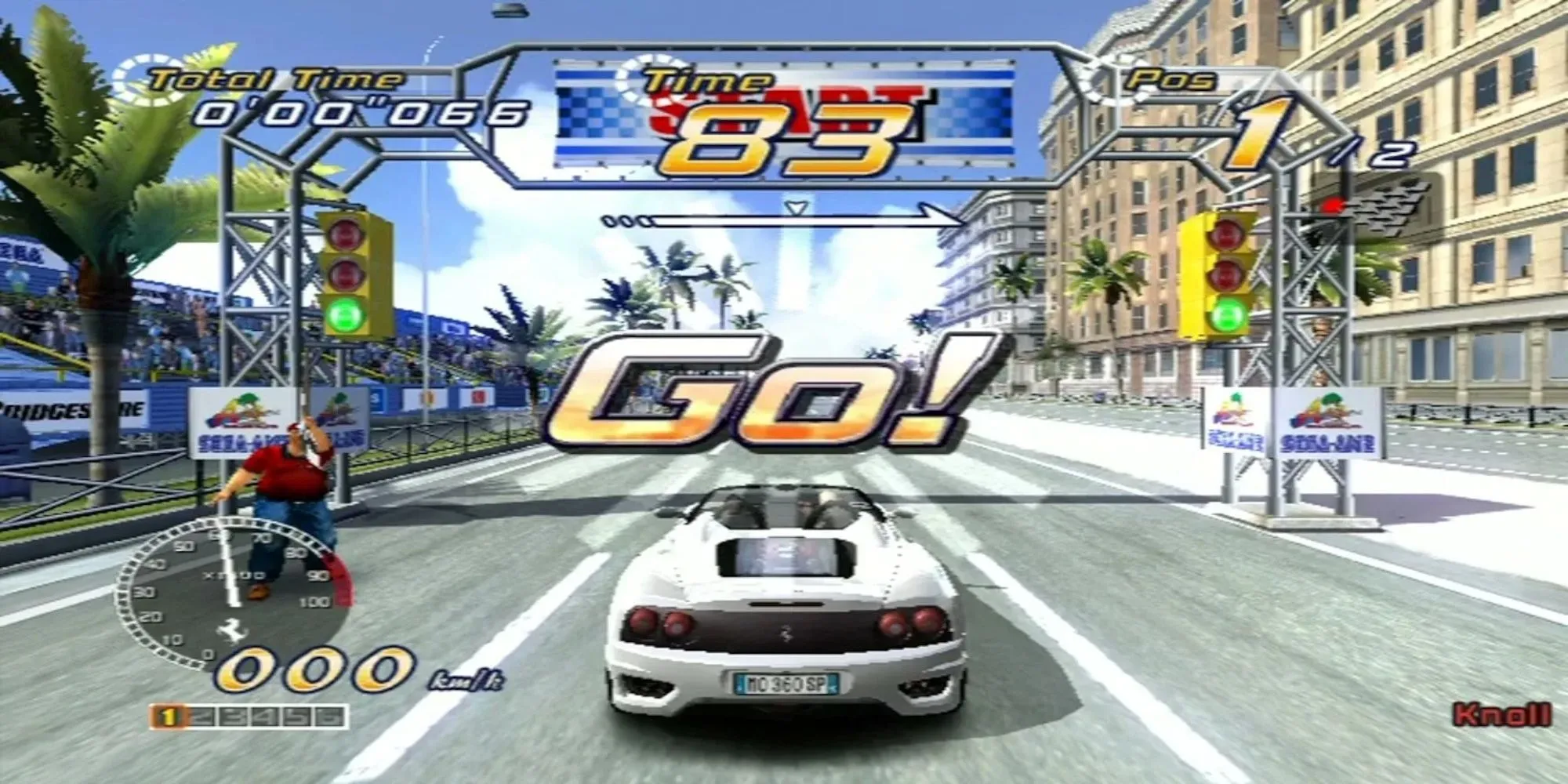 Gameplay kinh điển của Outrun 2 với chiếc Ferrari trên đường đua ven biển