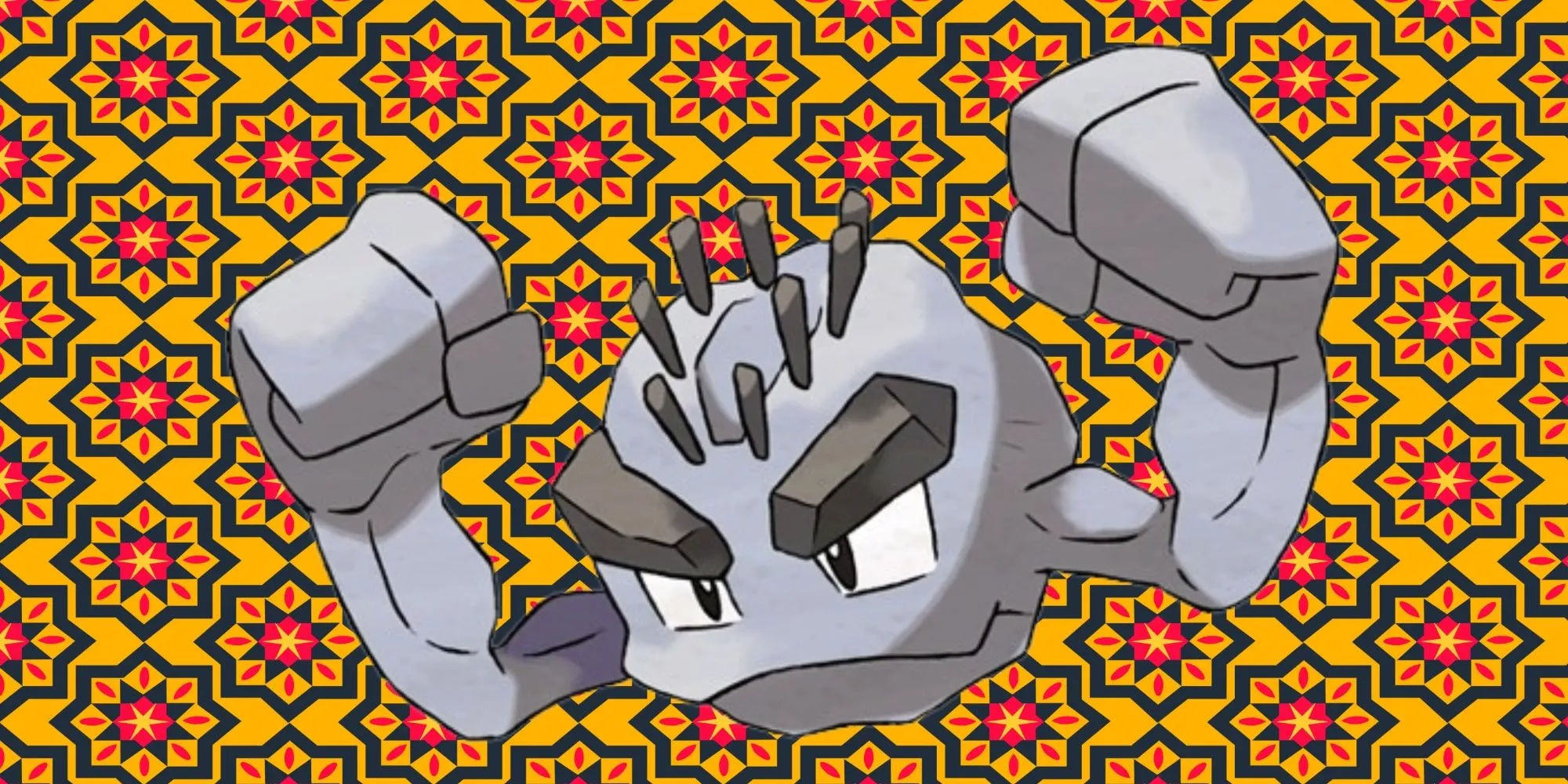 Geodude Alola với những mảnh kim loại và lông mày đặc trưng.