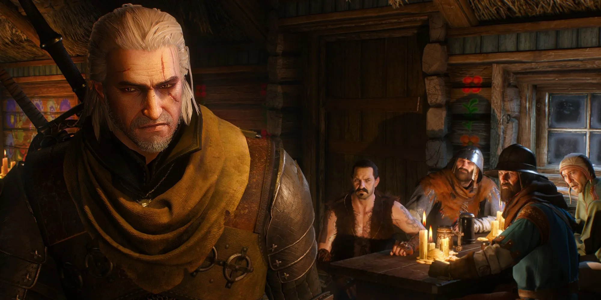 Geralt of Rivia trong một cảnh của The Witcher 3 Wild Hunt
