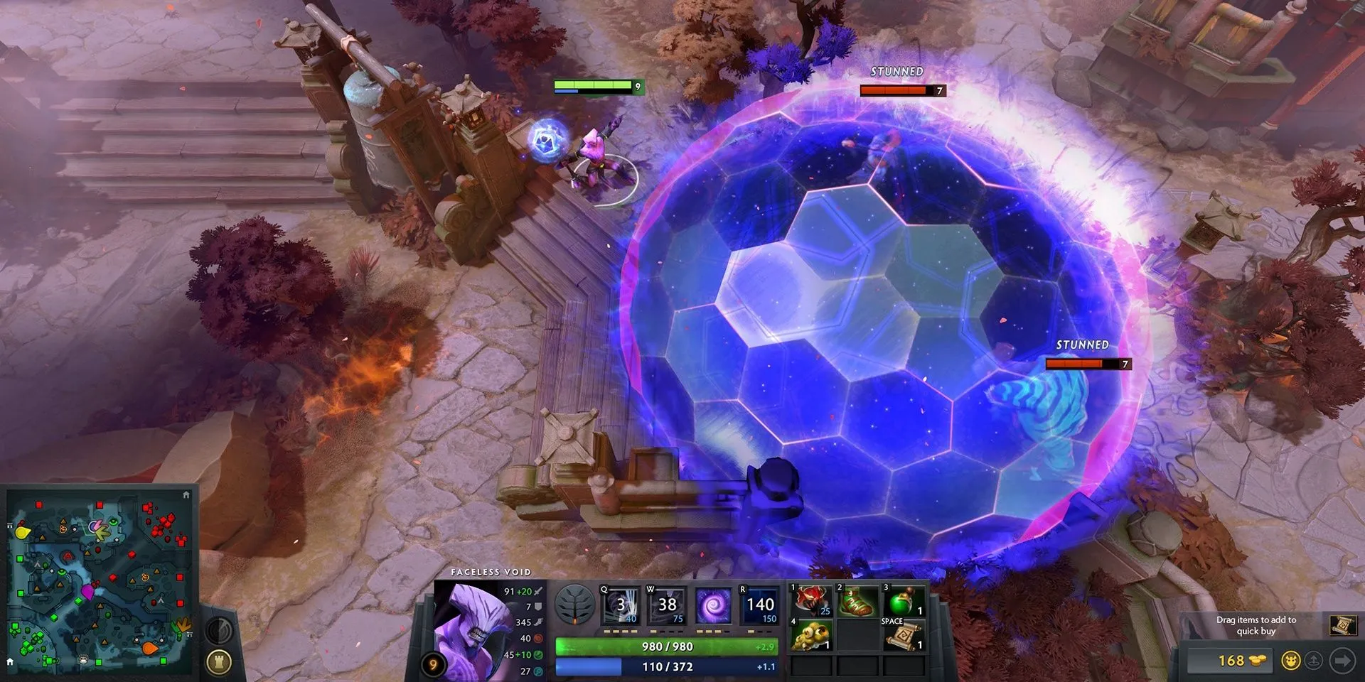 Giao diện trận đấu MOBA căng thẳng trong game Dota 2