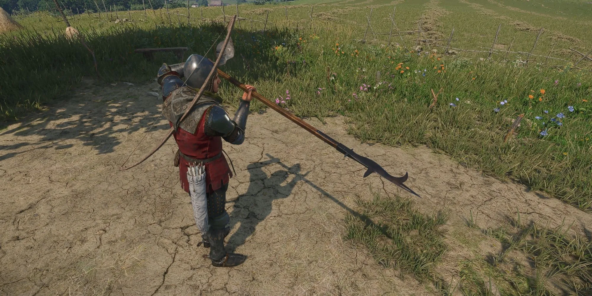 Henry đang cầm Guisarme trong Kingdom Come Deliverance 2