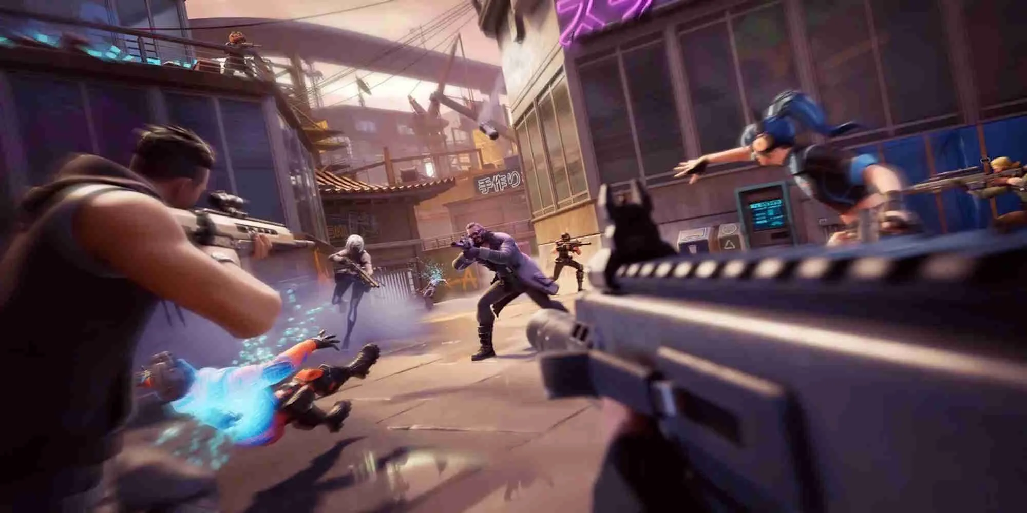 Hình ảnh chế độ Fortnite Ballistic với giao diện người chơi trong game FPS