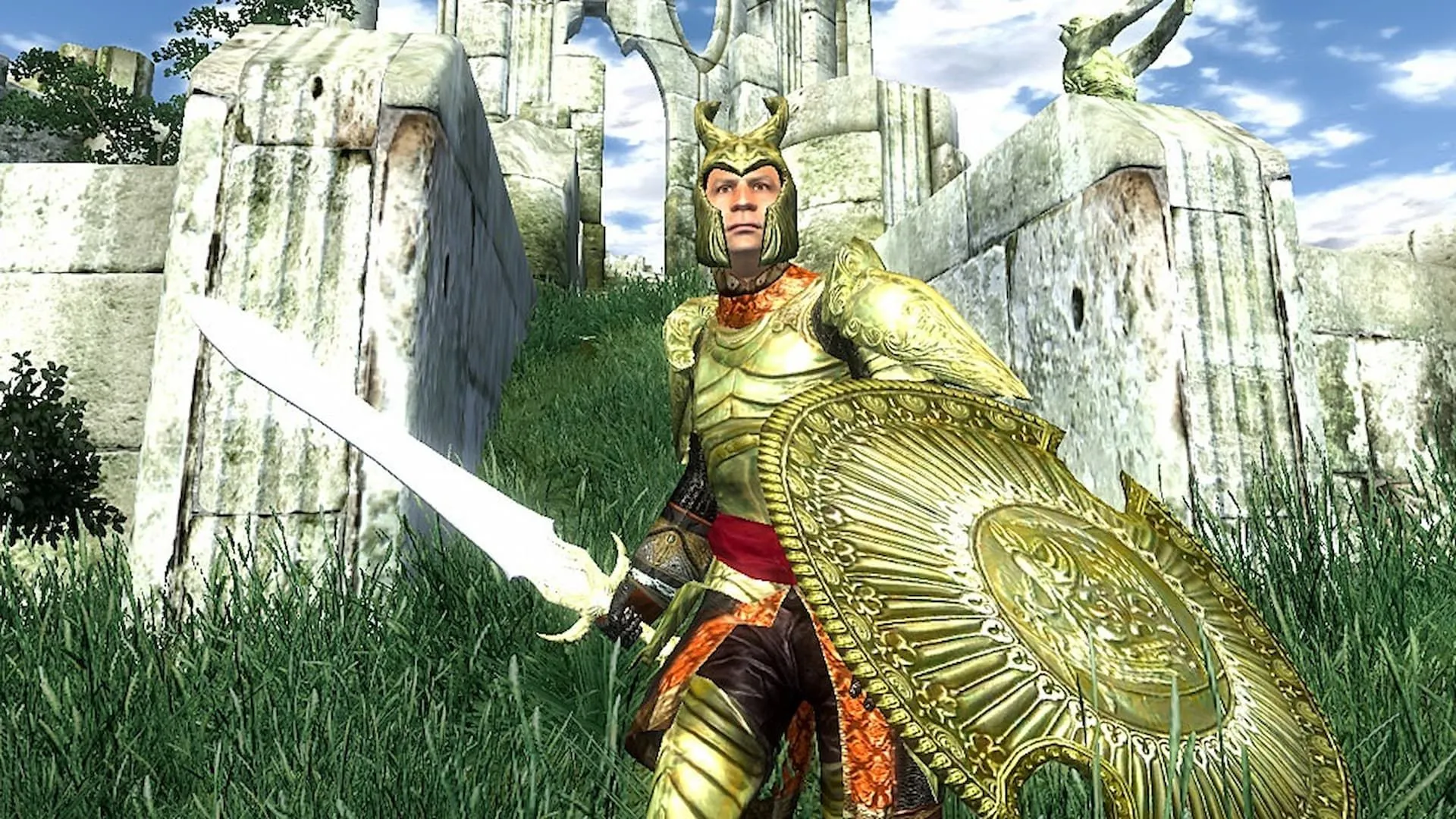Hình ảnh chiến binh mặc giáp vàng trong Oblivion Remastered bị rò rỉ