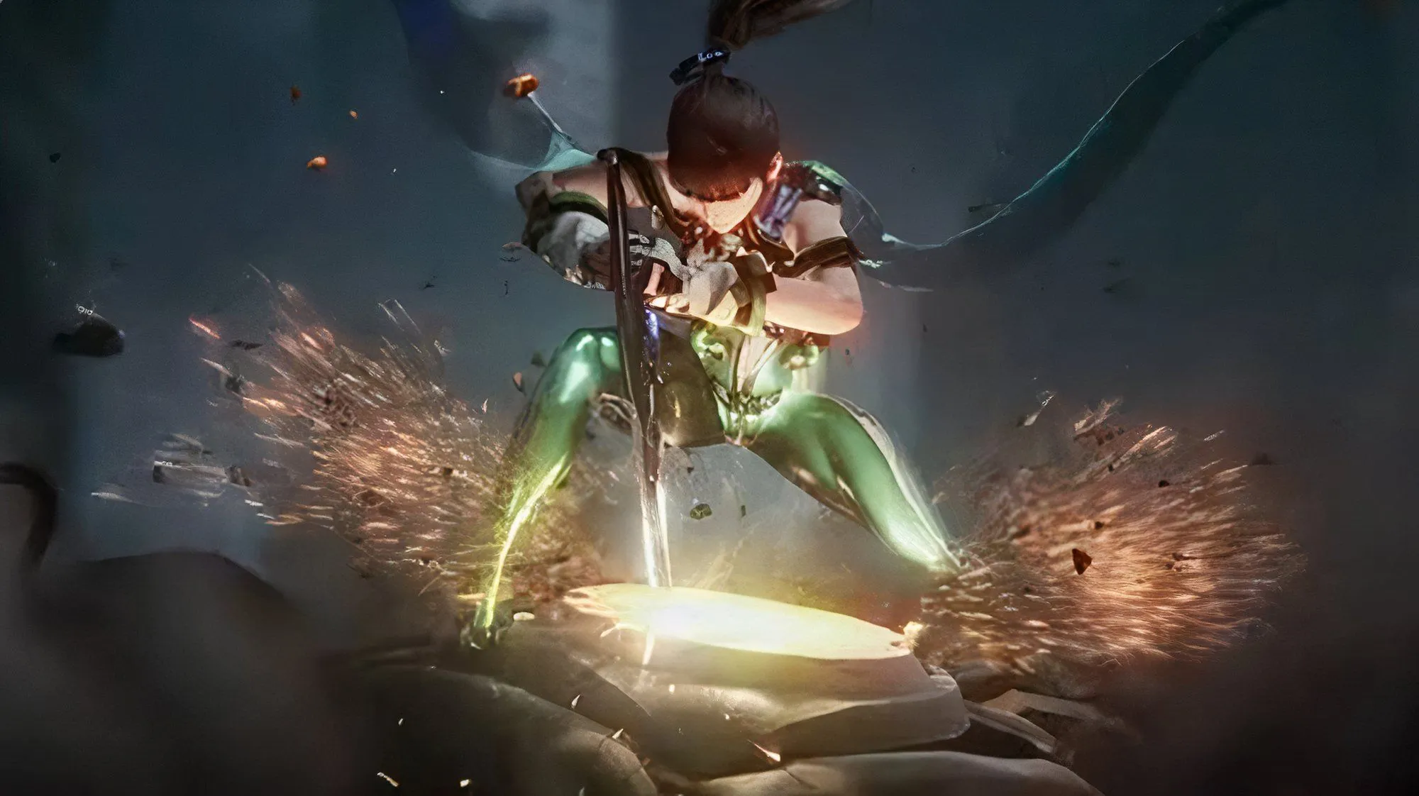 Hình ảnh crossover nhân vật Eve (Stellar Blade) trong phong cách game Nikke