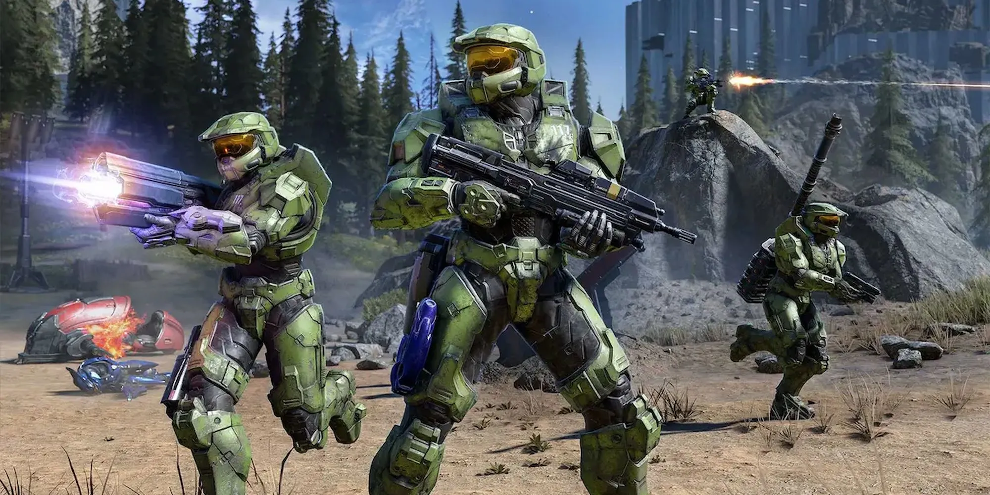 Hình ảnh Master Chief và đồng đội trong một trận chiến Halo Infinite, minh họa cho nội dung cập nhật sắp tới