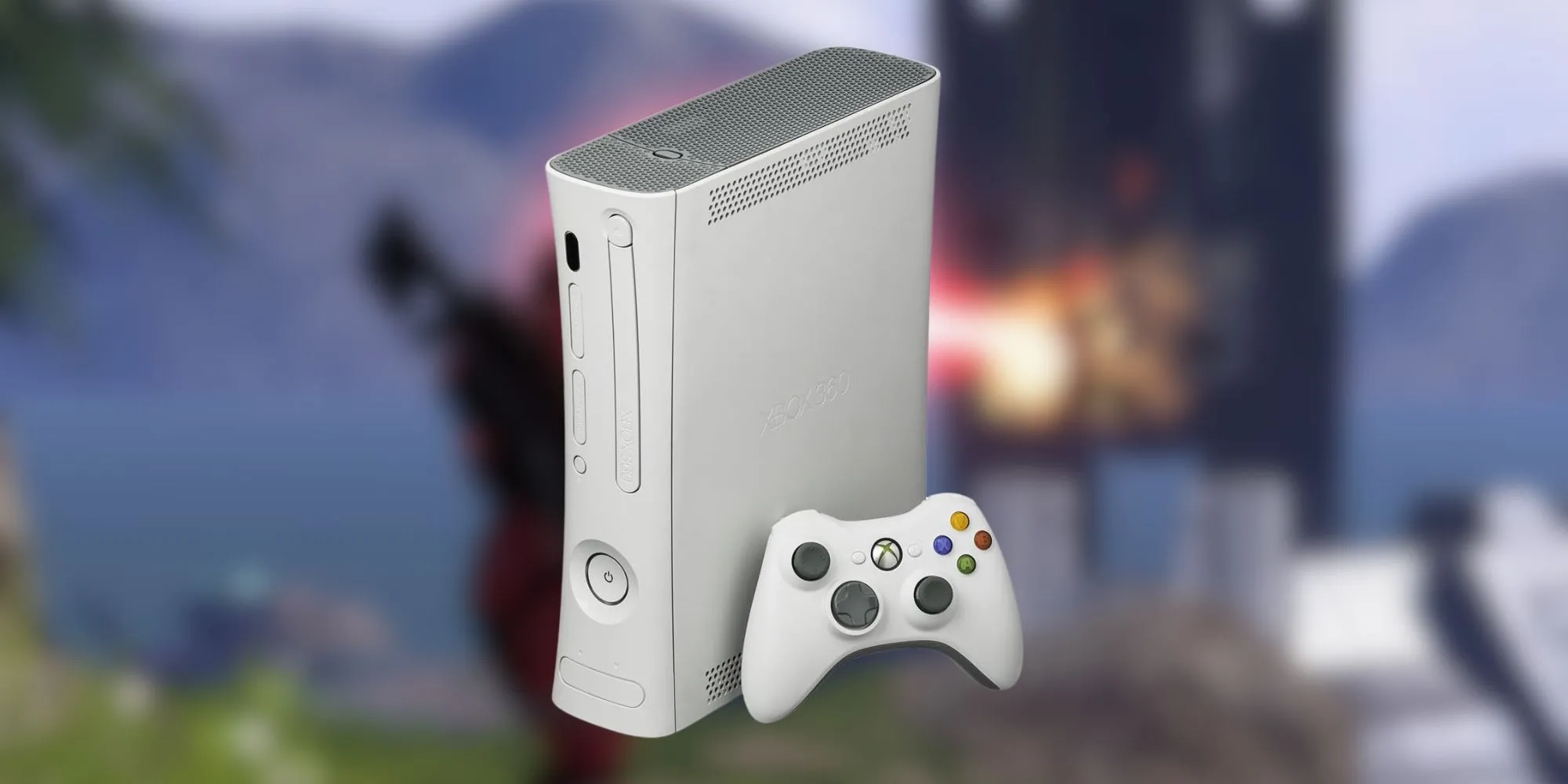 Hình ảnh máy Xbox 360 màu trắng với lỗi Red Ring of Death nổi tiếng