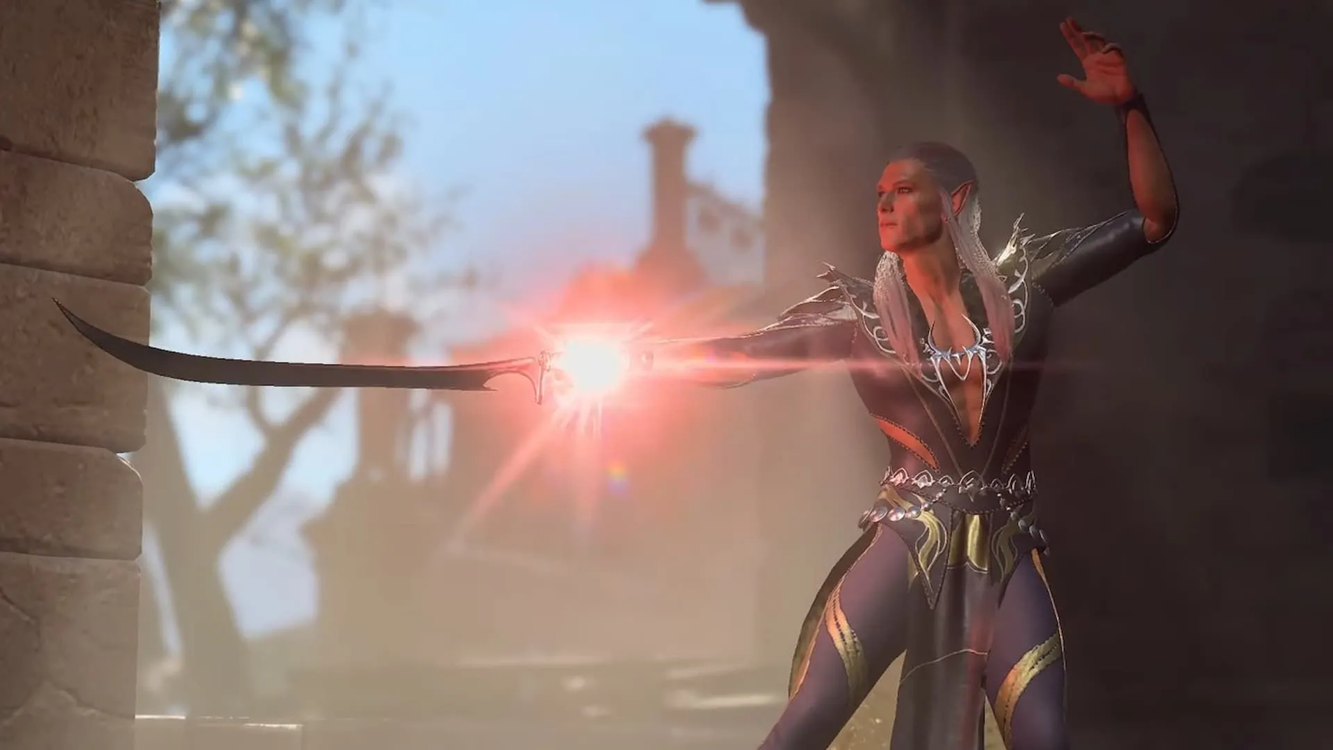 Hình ảnh nhân vật Phù thủy lớp phụ Bladesinger trong Baldur's Gate 3 sử dụng phép thuật