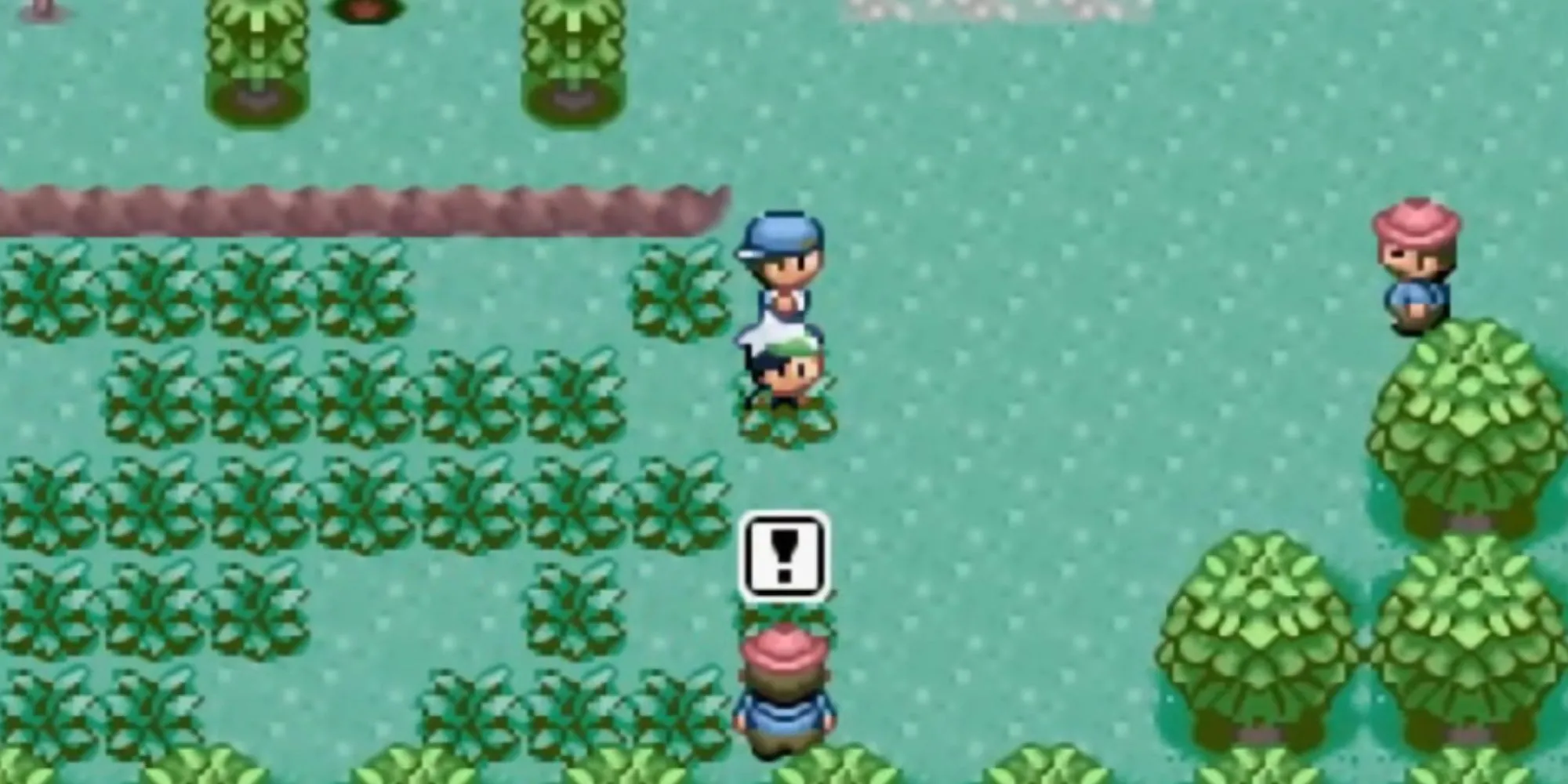 Huấn luyện viên Pokémon đối đầu với một đối thủ khác trong Pokémon Emerald trên GBA
