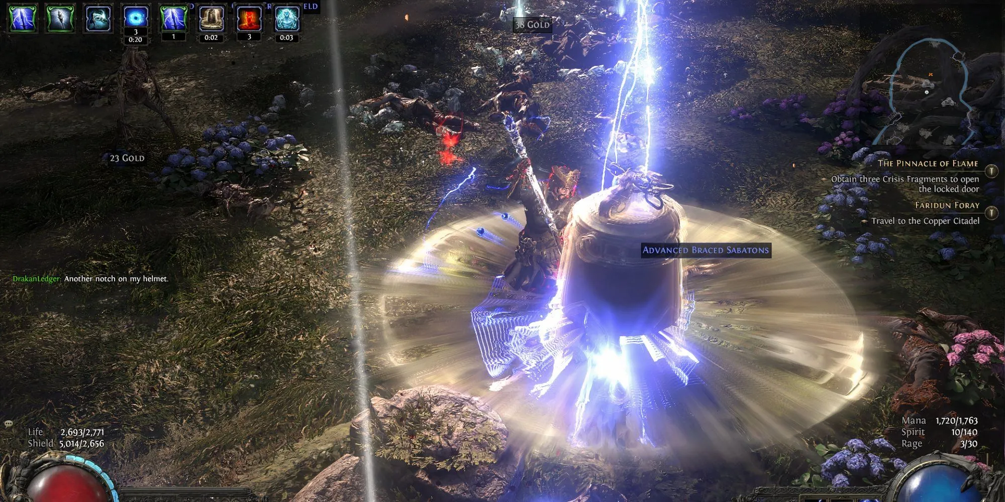Kỹ năng Tempest Bell của Mercenary trong Path of Exile 2, dùng cho sát thương diện rộng.