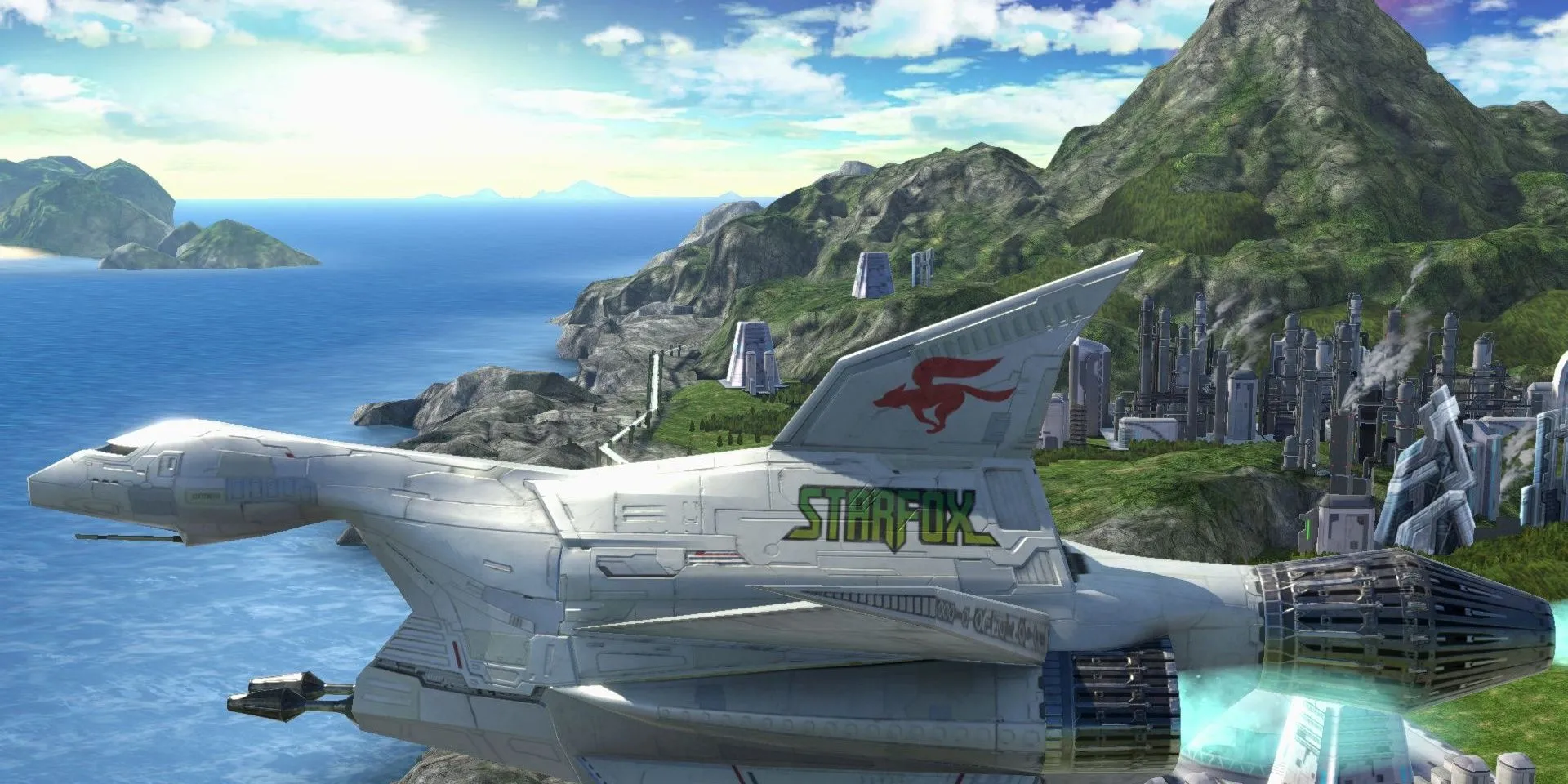 Màn chơi Corneria quen thuộc trong Super Smash Bros. Ultimate, tái hiện bối cảnh đô thị của hành tinh này