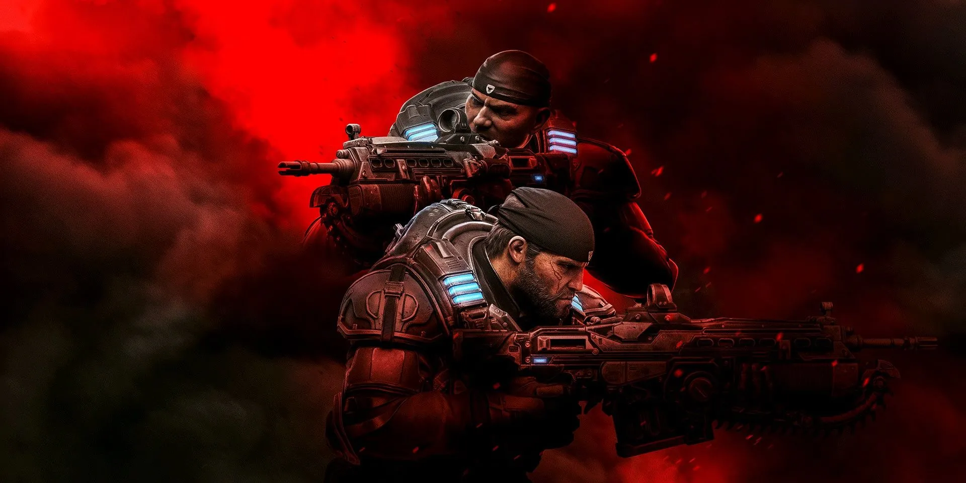 Marcus và Del nấp sau vật chắn trong Gears 5