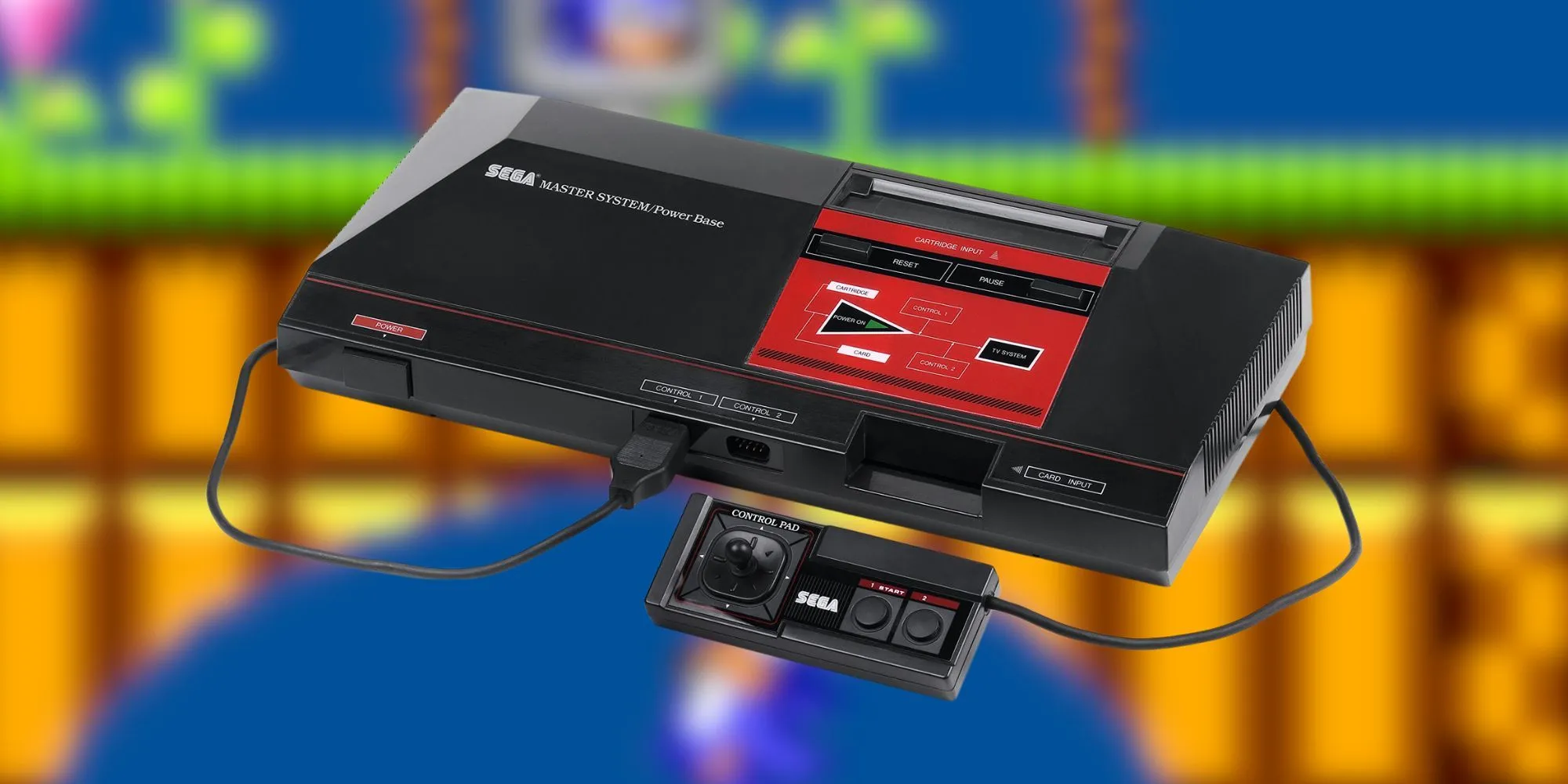 Máy chơi game Sega Master System với thiết kế hộp chữ nhật màu đen