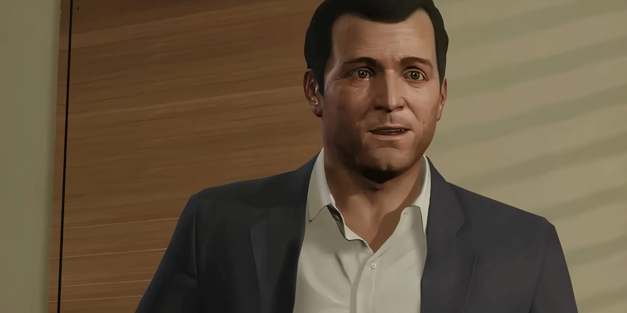 Michael De Santa trong GTA 5 đứng cạnh bức tường - game trở lại Game Pass